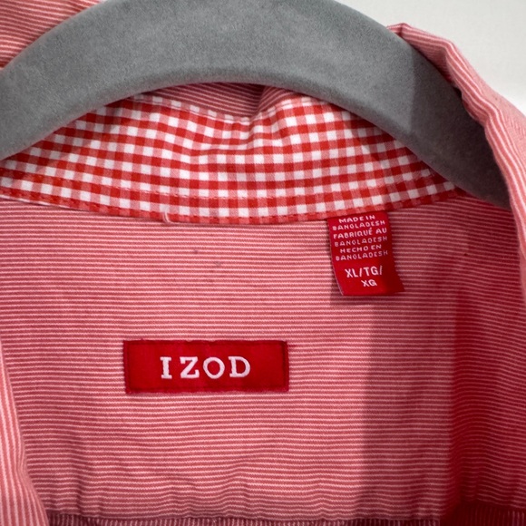 Orange IZOD Men’s Button Down Small White Stripes XL - Picture 4 of 4